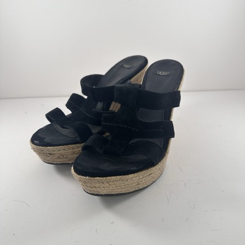 Sandali UGG Australia donna tawnie zeppa neri scamosciati espadrillas plateau taglia 9 5
