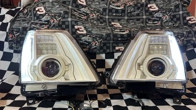 Pair Of 2008-2014 Cadillac CTS, CTS-V HID Custom de-chromed headlight assemblies - Image 1 of 4