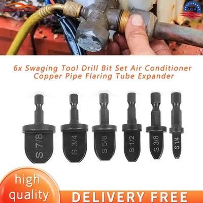 APARTS-5-STAR-SERVICE 6pc Swaging Tool Drill Bit Set Air Conditioner Copper Pipe Flaring Tube Expander