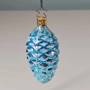 Vintage Inge Glas Piña Adorno de Navidad Azul Claro Brillo Azúcar 3.5" - Imagen 1 de 4