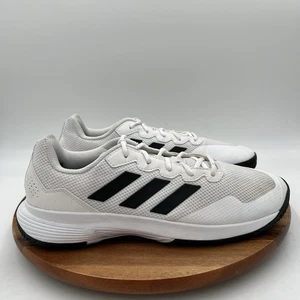 Size 13 Adidas Mens GameCourt 2 White/black Hard Court Tennis/Pickleball Shoes - Picture 1 of 12