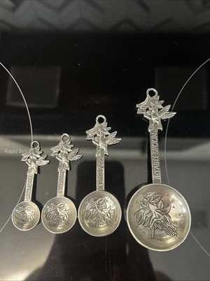 Decorative Hummingbird Floral Embossed Metal Measuring Spoon Set 4 Pieces - Image 1 of 4
