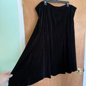 Gonna midi vintage Bob Mackie indossabile arte donna nera velluto 2x floreale romantica nuova con etichette - Foto 1 di 9