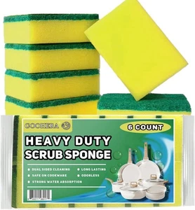 Heavy Duty Scrub Sponge for Cookware, Dual-Sided Cleaning Pot Yellow - Picture 1 of 6