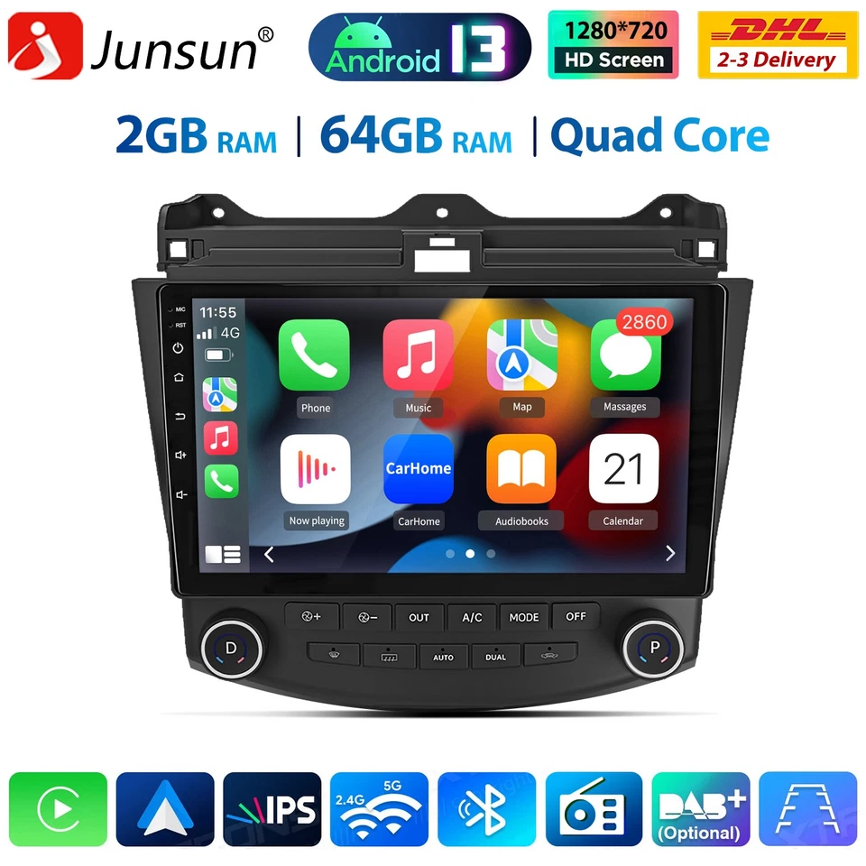 Für Honda Accord 7 03-2007 Android 13 Autoradio Carplay GPS Navi WIFI BT 2+32GB - Bild 1 von 4