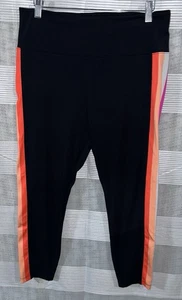 Lou & Grey Womens LG Capri Black Orange Pink Stripe Legging High Rise Inseam 25” - Picture 1 of 4