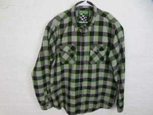 Dixxon Flanellhemd Herren XL grau grün kariert The Last Lap Knopfleiste Freizeit - Bild 1 von 9