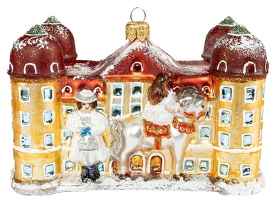 Christbaumschmuck Aschenbrödel Schloss Moritzburg mundgeblasen handbemalt 13x8x8 - Bild 1 von 3