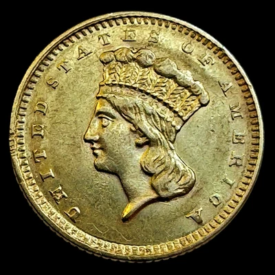 US 1861 P Type 3 Indian Princess Head Gold Dollar AU $1.00 Coin - Image 1 of 2