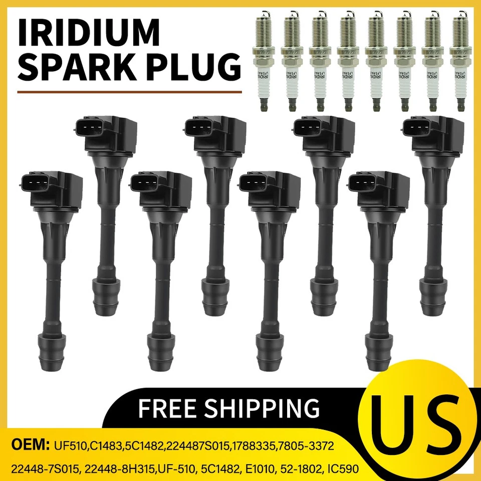 UF510 8x bobinas de encendido y bujías para Nissan Titan Armada Infiniti QX56 5,6 L Foto 1 de 4