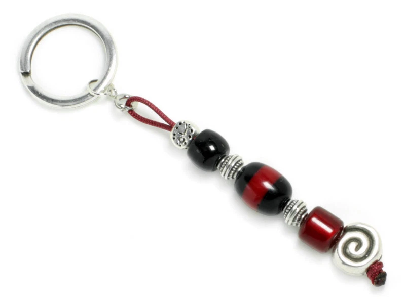 KEYRING-KEY CHAIN~ High Quality BURGUNDY & BLACK Artificial Resin with Spiral - Image 1 of 1