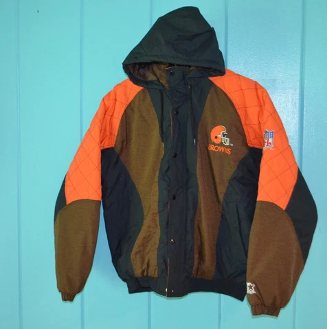 Vintage 90s Starter Cleveland Browns NFL Quilted Winter Full Zip Jacket Size Med Cover