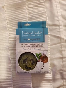 Natural Loofah Exfoliating Soap Bars By Spongeables Piña Colada 2 Loofah Bars - Picture 1 of 2