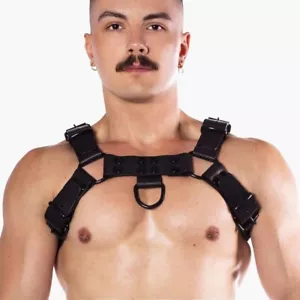 Herren Echtleder Schwarz Brustgurt PROWLER ROT | Schwarz Fetisch Knick - Bild 1 von 9