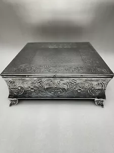 Silver Embossed Wedding Event Cake Stand Square 16”x16” x 6 3/8” x 22.5” STUN! - Picture 1 of 16
