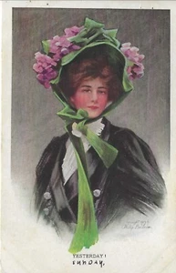 "Yesterday " 1913 antique vintage postcards humor - Picture 1 of 2