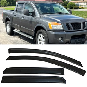 Fit 2004-2015 Nissan Titan Crew Cab Window Visors Sun Vent Shade Rain Guards - Picture 1 of 10