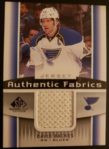 2013-14 SP Game Used Authentic Fabrics David Backes JERSEY Blues