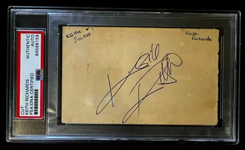 1960'S THE ROLLING STONES KEITH RICHARDS SIGNED AUTOGRAPHED 3X5 ALBUM PAGE PSA Cover