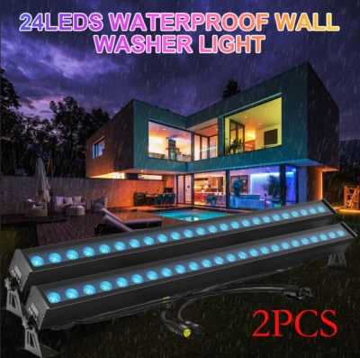 2X 24LED Waterproof IP65 Wall Wash Light DMX RGB Color Mixing Stage Lighting - Image 1 of 4