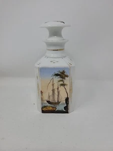 Old Paris Köln Parfümflasche Porzellan handbemalt Schiffsdesign um 1840 - Bild 1 von 15