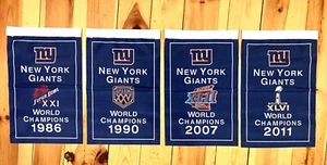 New York Giants NFL Super Bowl Champions 4 Banners/Flags Set 18.5" x 11.5" - Picture 1 of 7
