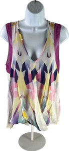 NEW Artelier Nicole Miller Women’s Multicolor V-Neck Tank Top - M - Picture 1 of 4