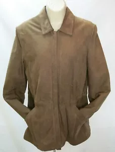 Women's Wilson Leather Suede Jacket Sz S Brown Hip Length Metal Zipper Lined GUC - Picture 1 of 9