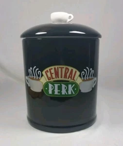 FRIENDS Central Perk Black Ceramic Canister Cookie Jar Coffee Mug Handle Top - Picture 1 of 9