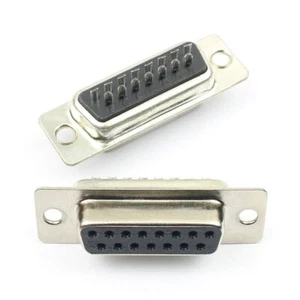 5Pcs Black D-SUB 15 Pin Female Solder Type Straight Adapter Connector 2 Rows - Bild 1 von 7