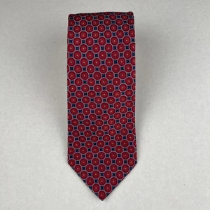 IKE BEHAR New York Men's Necktie 100% Silk Designer Red Blue Circles - Picture 1 of 4
