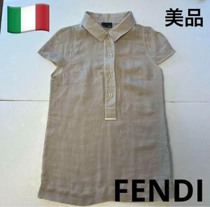 Fendi Linen Silk Beige Short Sleeve Shirt #M211 - Picture 1 of 7