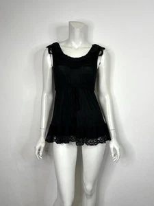 Vtg Dolce & Gabbana Black Lace Trim Top S 40 - Picture 1 of 6