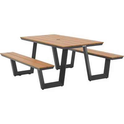 Global Industrial Urban 6' Plastic Rectangular Picnic Table Tan - Image 1 of 4