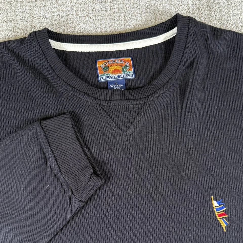 Suéter Sudadera Camisa Pussers West Indies Para Hombre Grande Negra Manga Larga Tejido Foto 1 de 4
