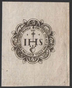 Ihs Cristogramma Sostantivo Sacrum Gesù Cristo Christ Incisione Engraving 1600 - Picture 1 of 1
