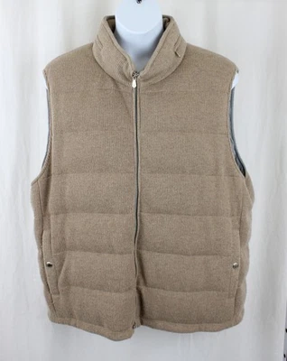 Brunello Cucinelli Men's Beige Taupe Cashmere Double Zip Vest 4XL - Image 1 of 4