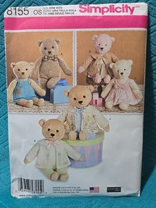Simplicity Pattern  8155 OS - Stuffed 21.5" Bear And Clothes New Uncut - Picture 1 of 3