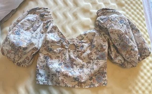 Top corto Abercrombie & Fitch para mujer talla XS manga abullonada popelina floral junta tórica - Imagen 1 de 7