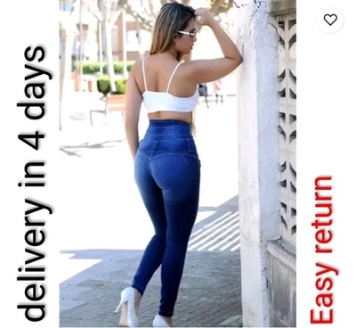 Pantalones de mezclilla rasgados desgastados lavados ligeros talla 5 de tiro bajo Eunina para mujer Foto 1 de 4