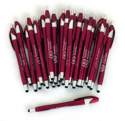 30ct Lot Misprint Stylus Tip Click Pens METALLIC GARNET RED Javalina HUB PEN