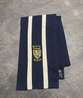 Vintage Trinity College Oxford University Wool Scarf Navy Blue White 70” - Image 1 of 4