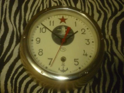 Reloj de pared submarino CCCP soviético ruso vintage - buen estado de funcionamiento Foto 1 de 4