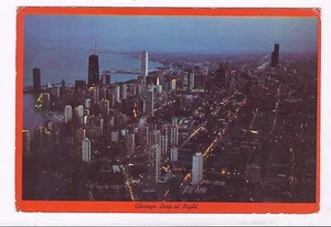 CHICAGO, AT NIGHT, USED PC,  1987 TO ISRAEL, A METER STAMP      - Picture 1 of 2