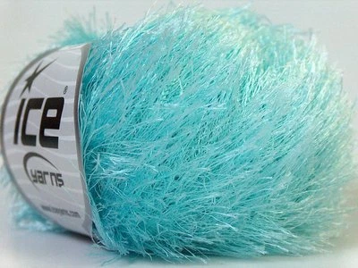 Light Turquoise Eyelash Yarn #22777 Ice Pale Baby aqua blue Fun Fur 50gr 70yds - Image 1 of 3