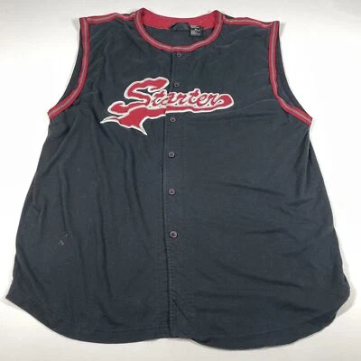 Vintage Starter Mens Button Up Shirt Size XL Baseball Style Sleeveless Black - Image 1 of 4