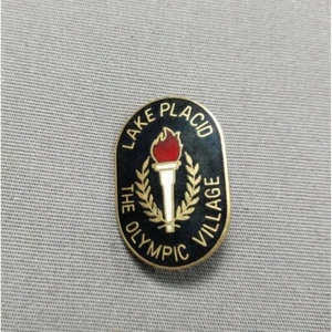 Lake Placid The Olympic Village Torch Ski Skiing Lapel Hat Jacket Pin - Picture 1 of 2