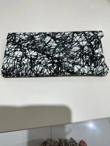 LK Bennett New Leather Clutch Bag. Black & Cream. Detachable strap.29 x 15 cms - Picture 1 of 6