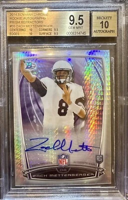 Zach Mettenberger 2014 Bowman Chrome Rookie PRISM Auto BGS 9.5 GEM MINT! 5/5! - Image 1 of 4