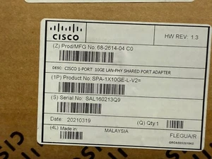 Cisco SPA-1X10GE-L-V2 10 Gigabit Ethernet 1 Port ASR-1000 Series Routers 10GBE - Picture 1 of 1